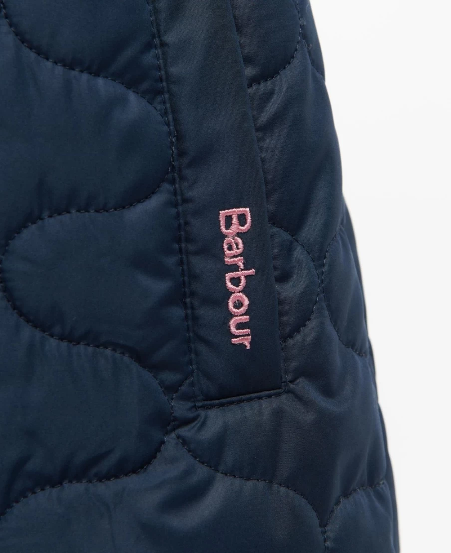 Barbour Girls Classic Navy Nahla Quilted Jacket | Water-Resistant Outerwear for Kids