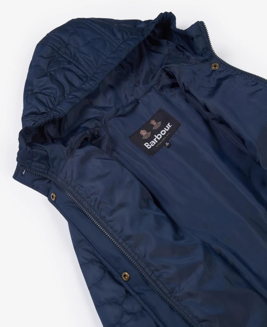 Barbour Girls Classic Navy Nahla Quilted Jacket | Water-Resistant Outerwear for Kids