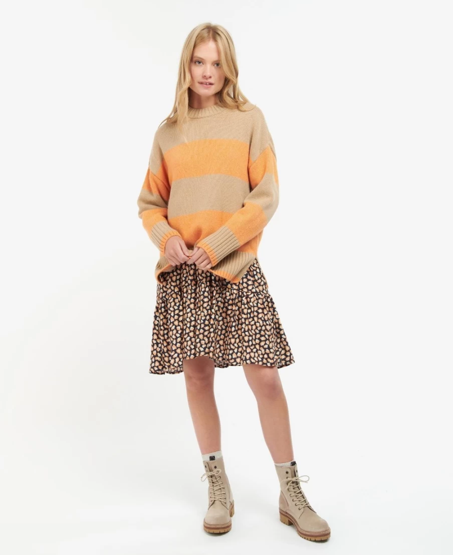 Barbour Women's Ezili Knitted Jumper in Papaya Stripe Pattern