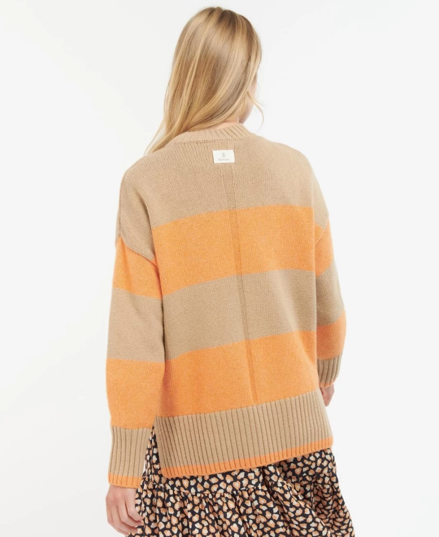 Barbour Women's Ezili Knitted Jumper in Papaya Stripe Pattern