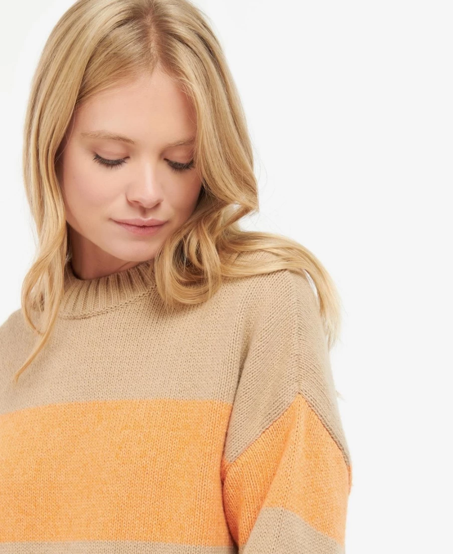 Barbour Women's Ezili Knitted Jumper in Papaya Stripe Pattern