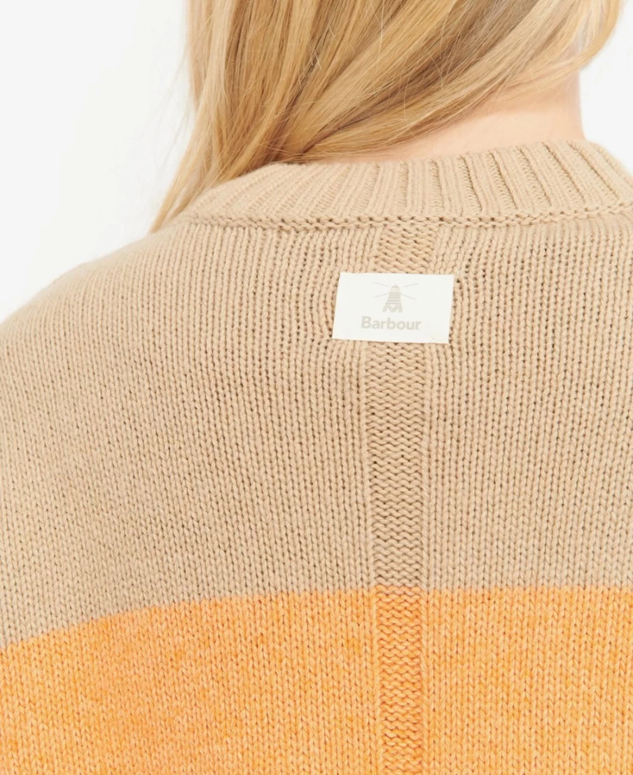 Barbour Women's Ezili Knitted Jumper in Papaya Stripe Pattern