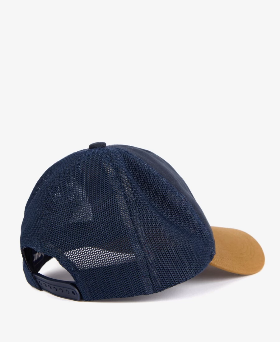 Barbour Mens Navy/Russet Bankside Trucker Cap - Classic Cotton Twill Hat
