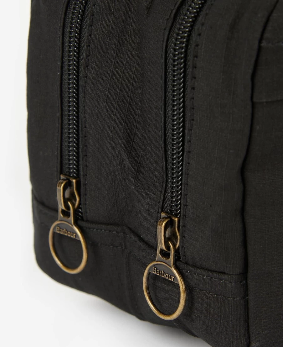 Barbour Men's Black Double Zip Washbag - Waterproof Travel Toiletry Bag