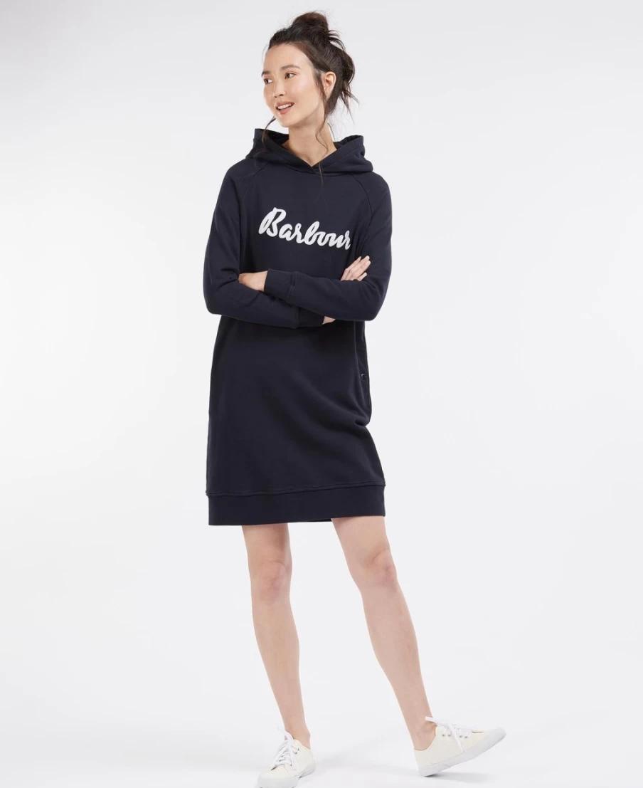 Barbour Women's Otterburn Hoodie Dress in Dusky Khaki - Stylish & Comfortable Hooded Dress