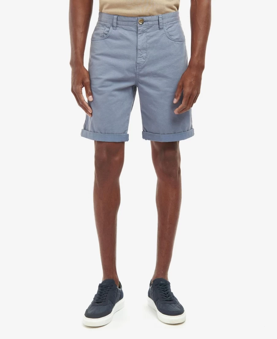 Barbour Men's Washed Blue Twill Shorts for Casual Wear