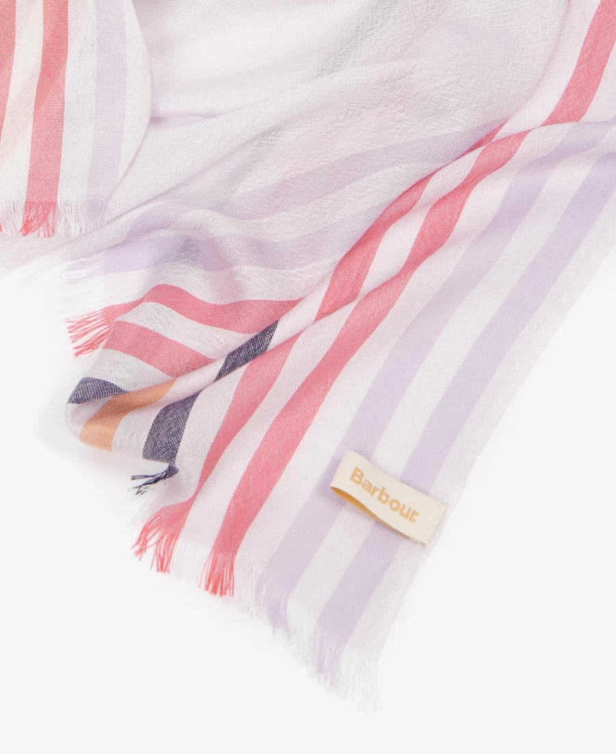 Barbour Womens Kendra Check & Stripe Scarf in Classic White