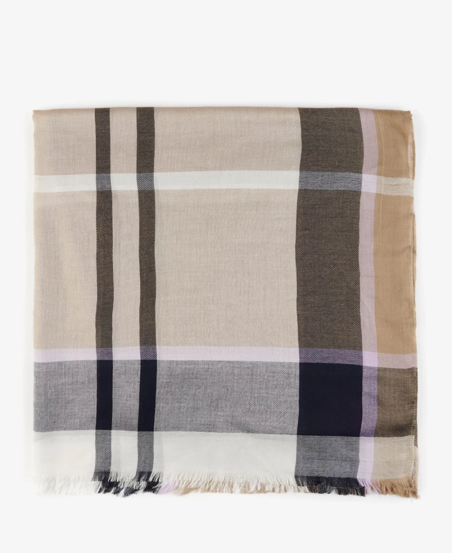 Barbour Womens Arabella Tartan Sarong in Trench/Navy - Classic Plaid Wrap Skirt
