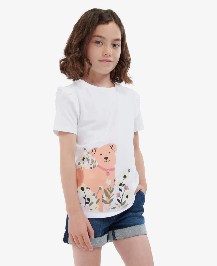 Barbour Girls Classic White Penny Short Sleeve T-Shirt