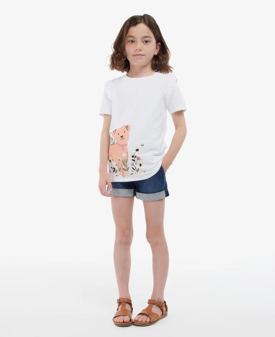 Barbour Girls Classic White Penny Short Sleeve T-Shirt