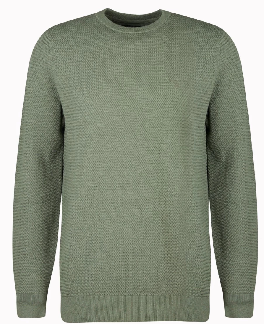 Barbour Men's Fleming Washed Blue Knitted Crew Neck Jumper