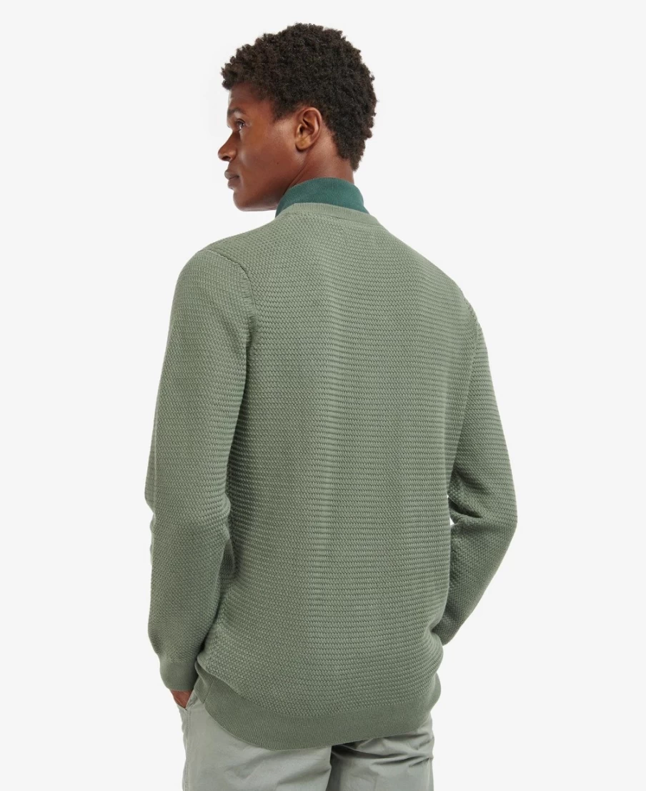 Barbour Men's Fleming Washed Blue Knitted Crew Neck Jumper