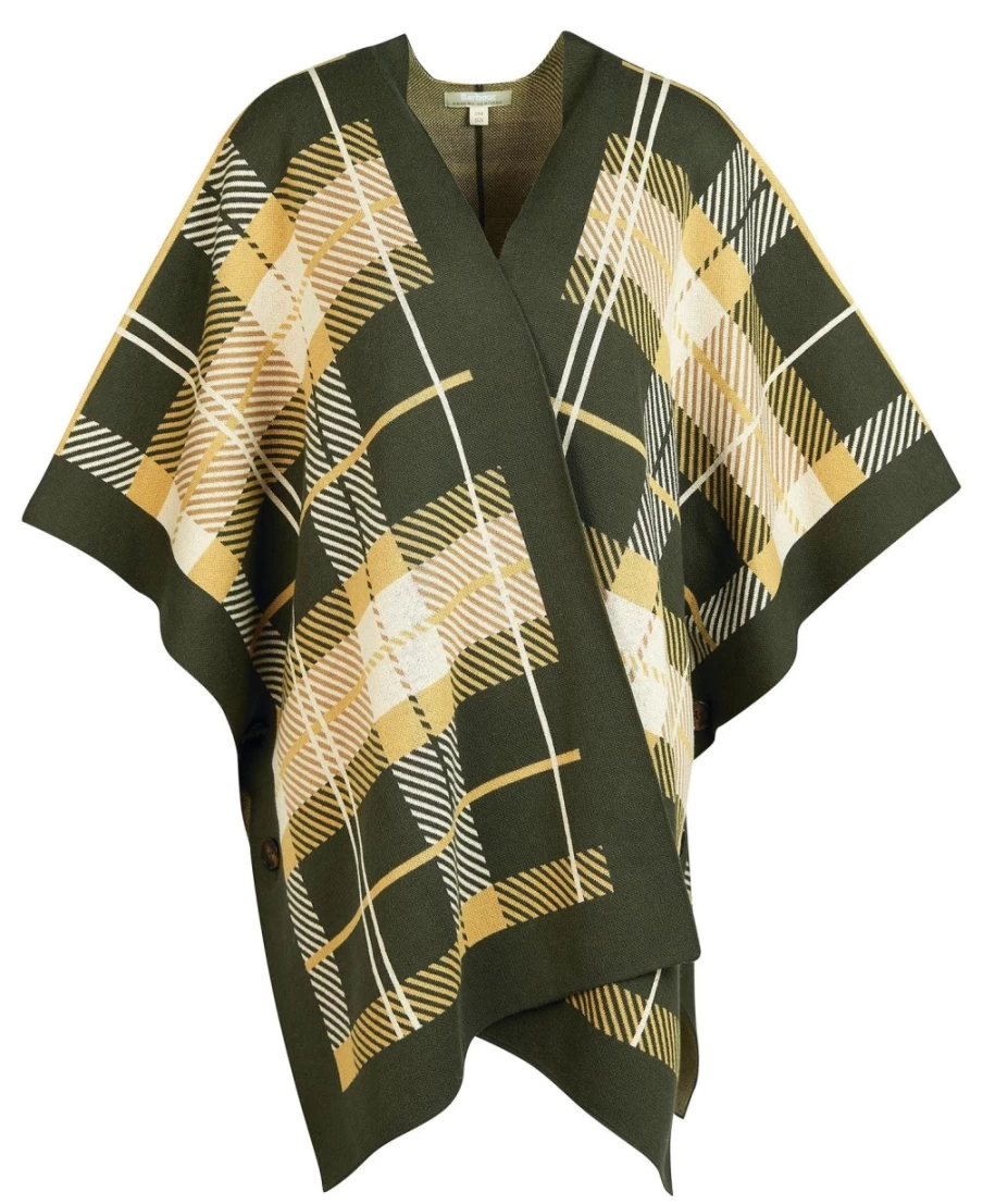 Barbour Women's Fellmore Cape in Ancient Fern Tartan - Waterproof Outdoor Jacket