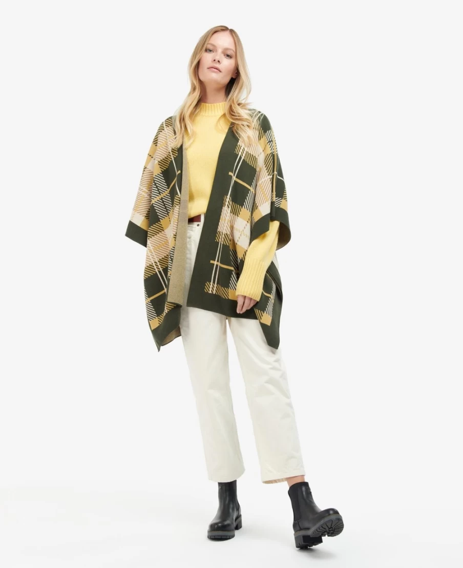 Barbour Women's Fellmore Cape in Ancient Fern Tartan - Waterproof Outdoor Jacket