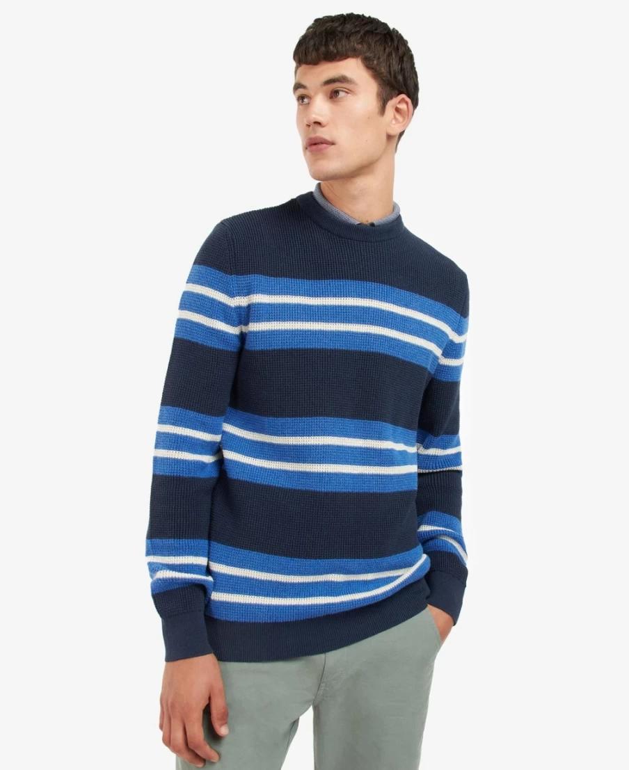 Barbour Men's Classic Navy Blaydon Striped Sweatshirt - Casual Comfort Fit Pullover