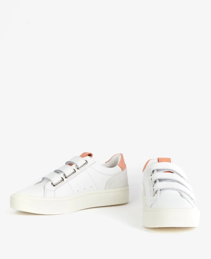 Barbour Georgie Triple-Strap Women's Trainers in White & Lavender - Stylish Casual Footwear
