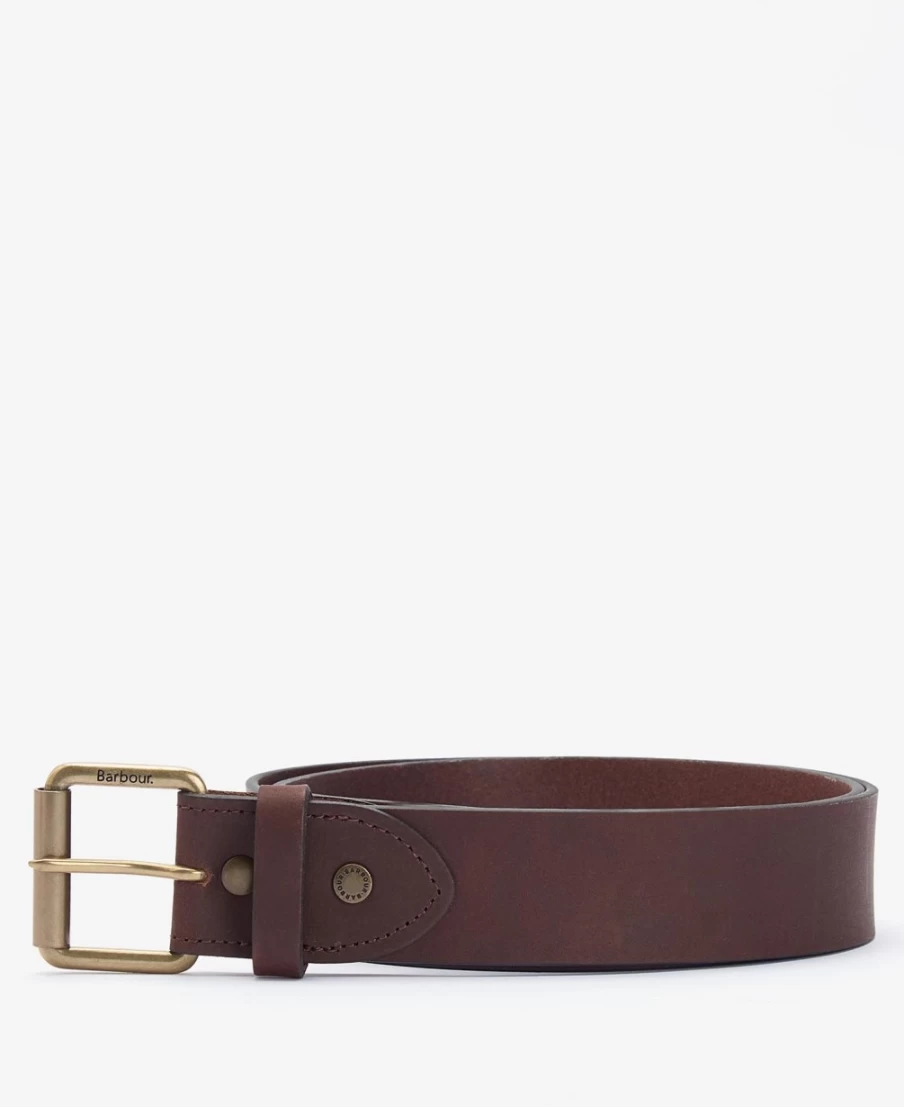 Barbour Men's Olive & Brown Contrast Leather Belt for Men