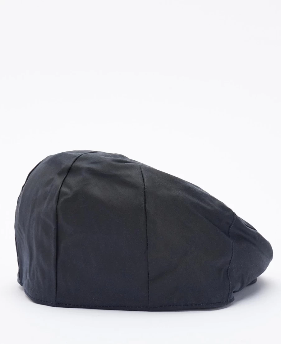 Barbour Mens Navy Waxed Cotton Flat Cap | Classic Waterproof Hunting Hat