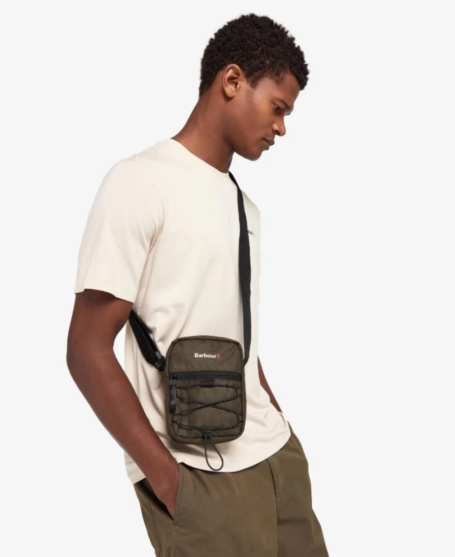 Barbour Arwin Olive/Black Canvas Crossbody Bag for Men
