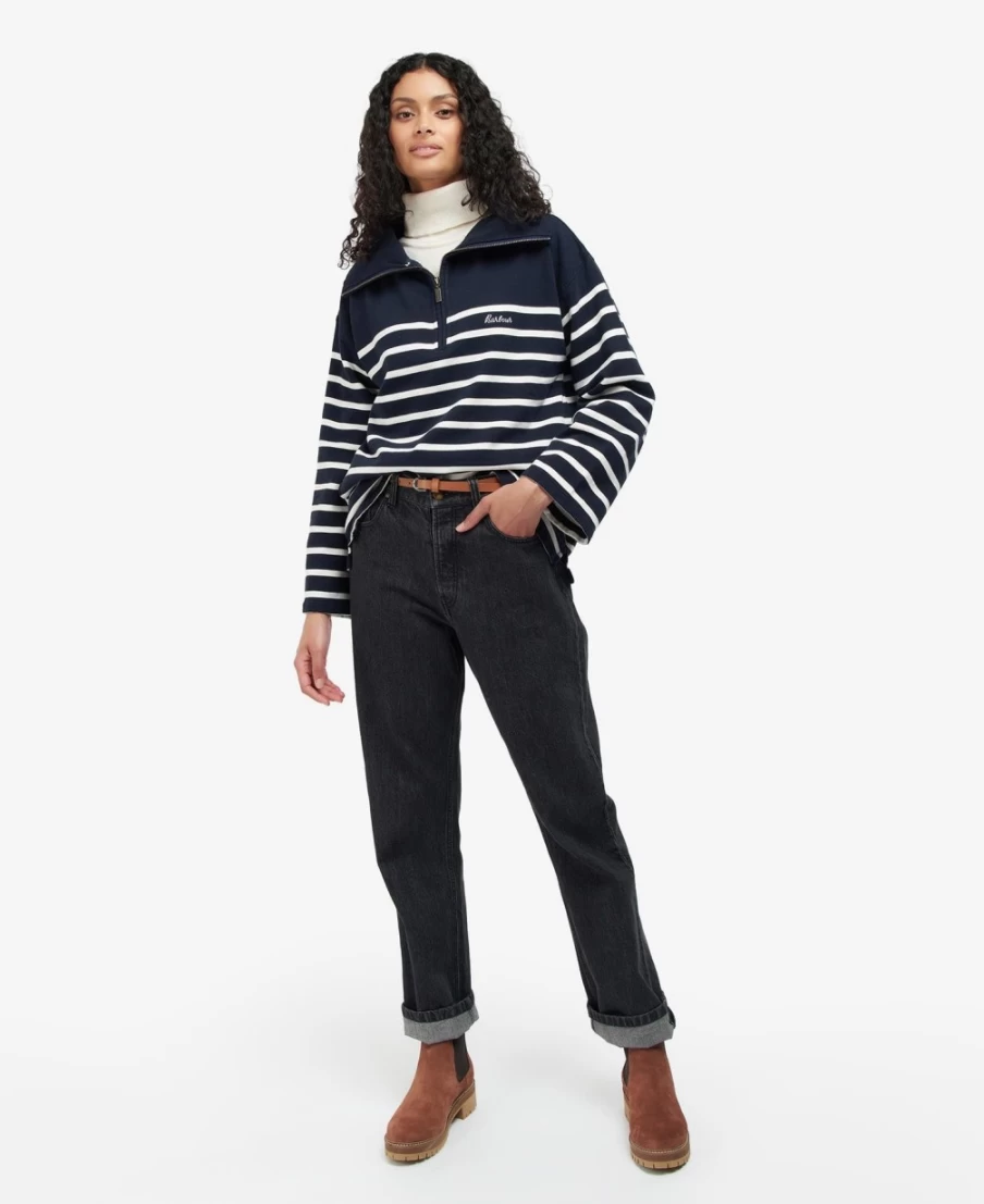 Barbour Women's Lunan Sweatshirt in Navy Stripe - Classic Striped Pullover for Women