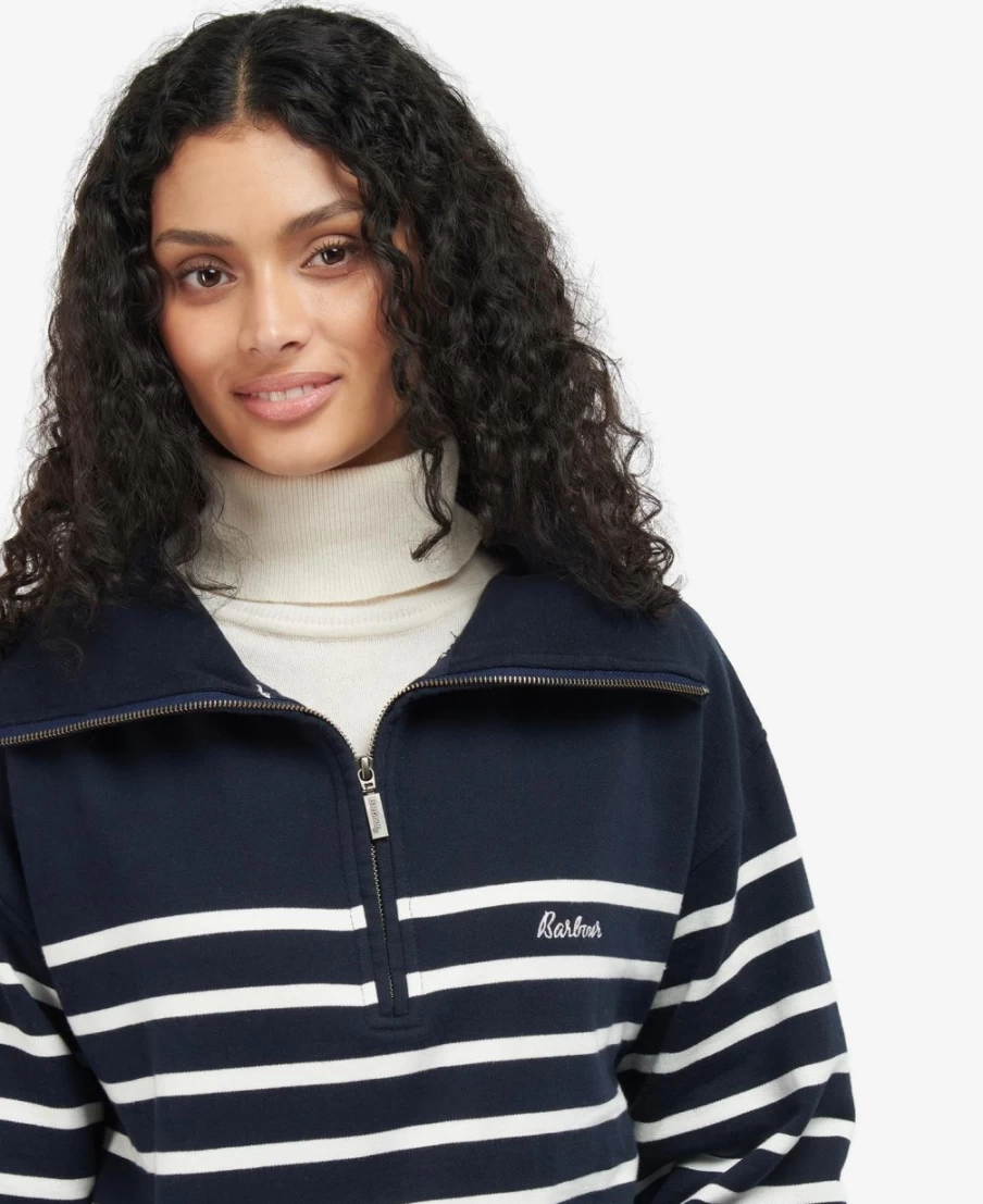 Barbour Women's Lunan Sweatshirt in Navy Stripe - Classic Striped Pullover for Women