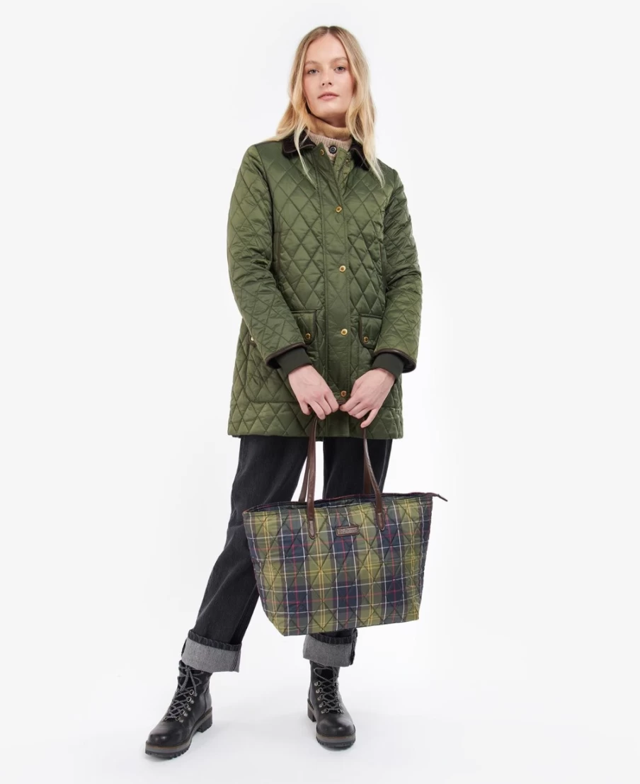Barbour Wetherham Quilted Tote Bag for Men in Classic Tartan - Waterproof Waxed Cotton Messenger Bag