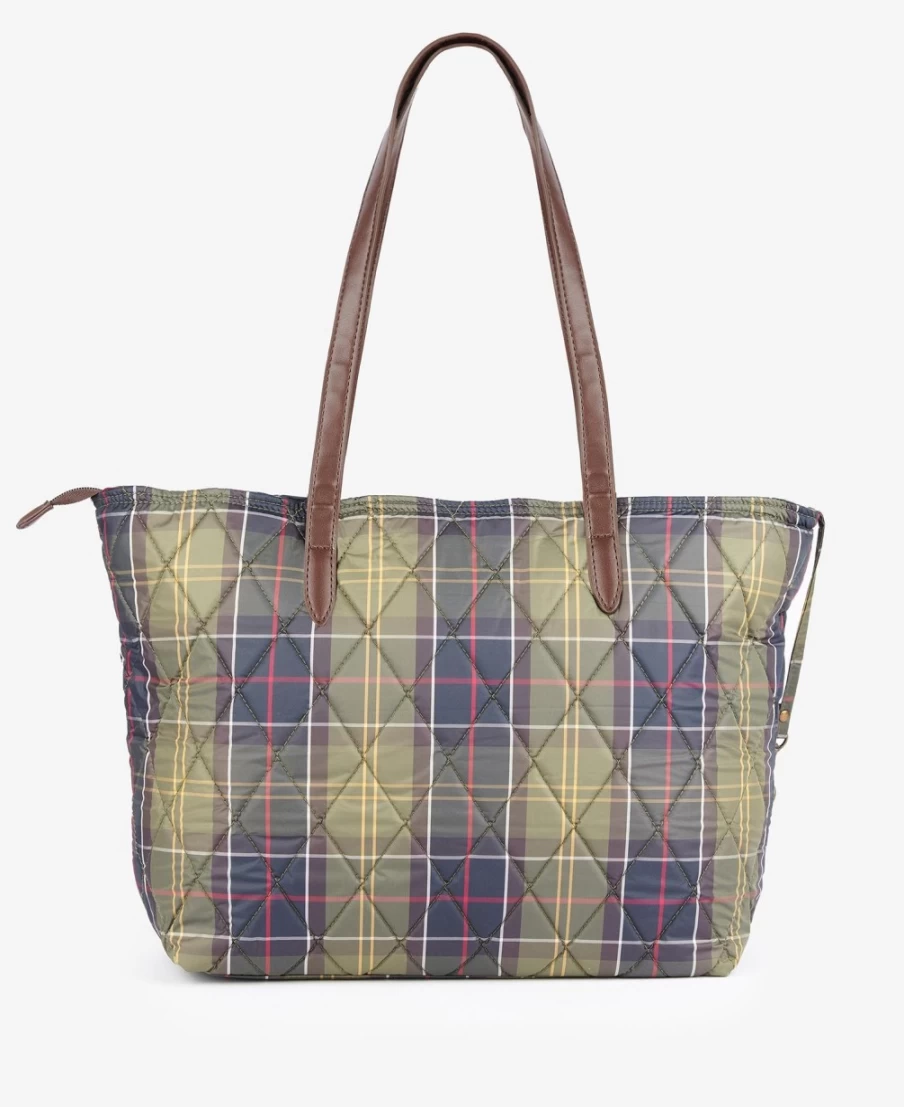 Barbour Wetherham Quilted Tote Bag for Men in Classic Tartan - Waterproof Waxed Cotton Messenger Bag