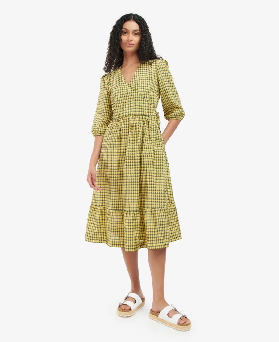 Barbour Women's Addison Dress in Sunrise Yellow Check - Classic British Style