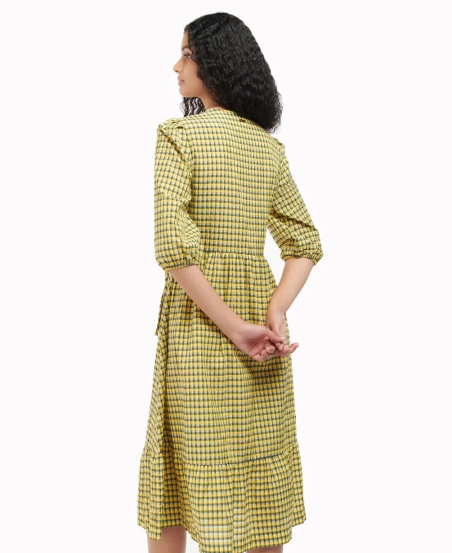 Barbour Women's Addison Dress in Sunrise Yellow Check - Classic British Style