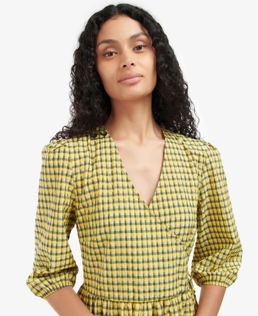 Barbour Women's Addison Dress in Sunrise Yellow Check - Classic British Style