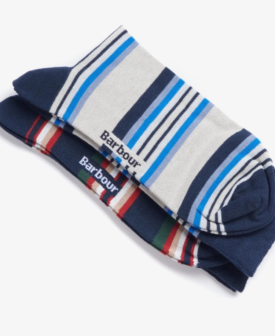 Barbour Mens Navy Mix Stripe Summer Socks