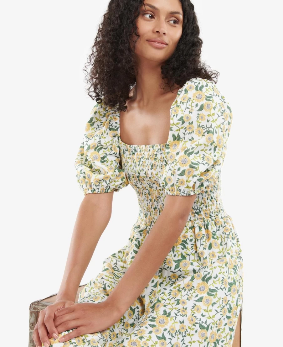 Barbour Women's Bloomfield Dress in Multi Sunflower - Floral Print Summer Dress
