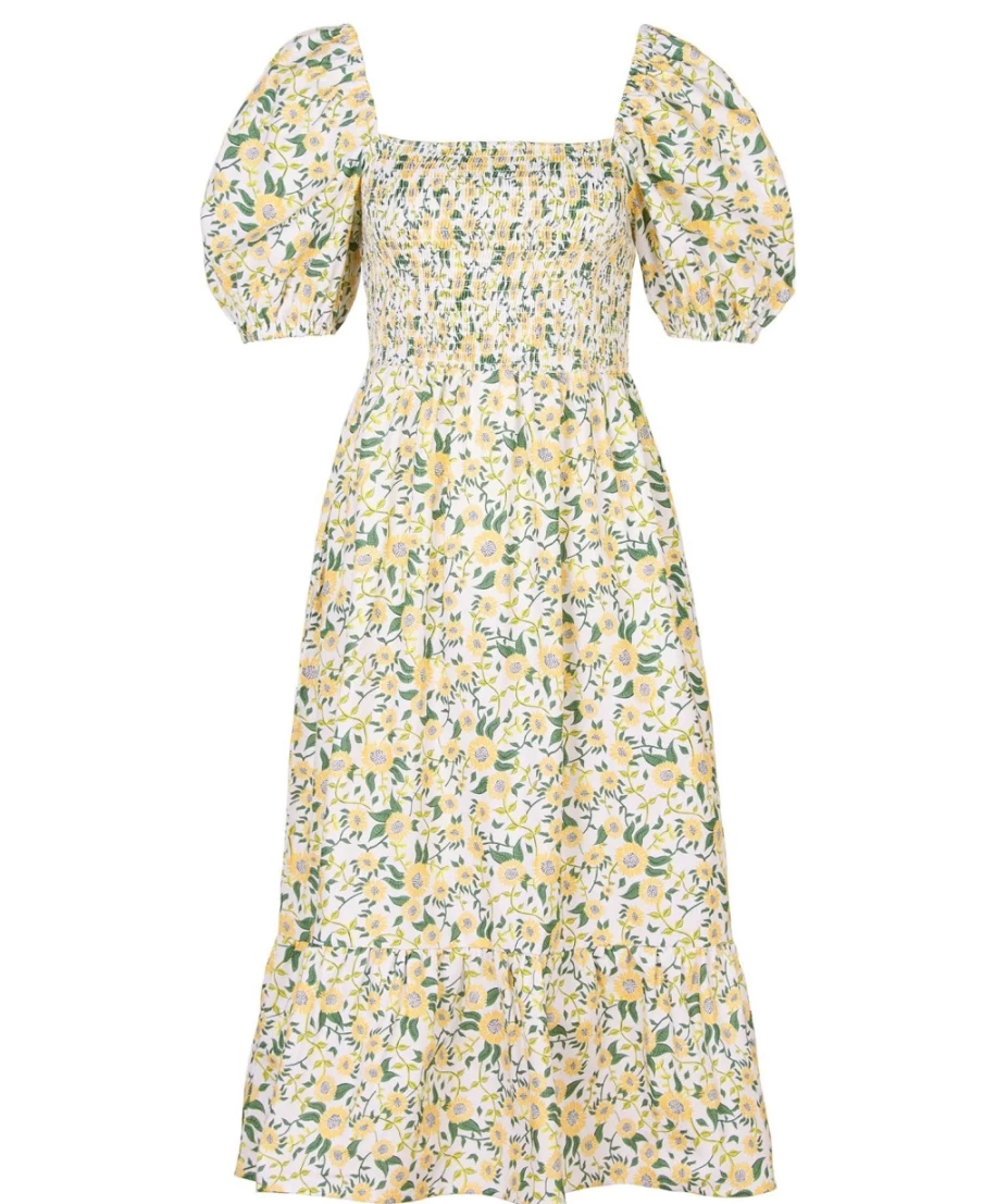 Barbour Women's Bloomfield Dress in Multi Sunflower - Floral Print Summer Dress