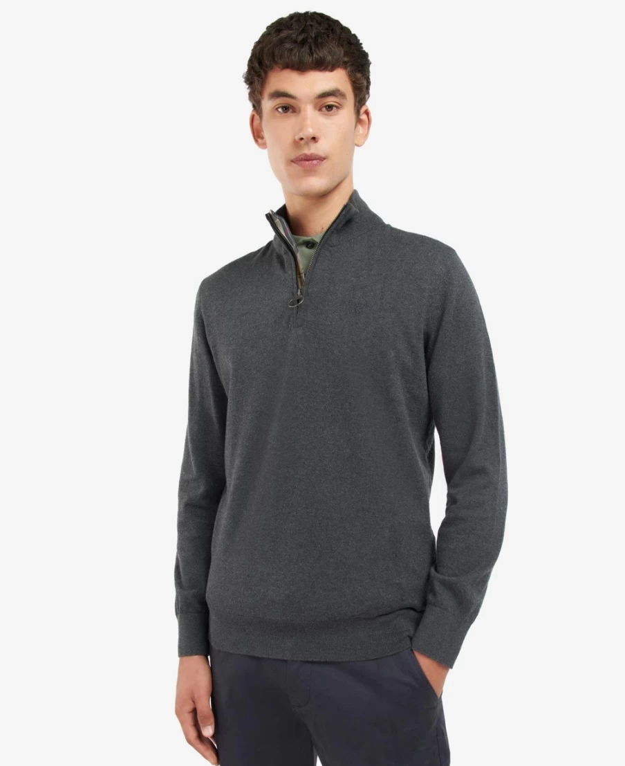 Barbour Men's Taines Washed Blue Half-Zip Knitted Sweatshirt