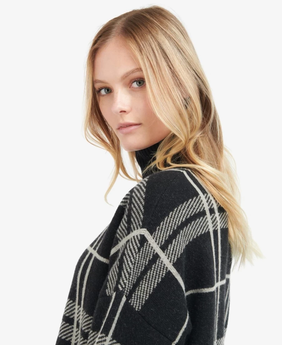 Barbour Women's Cassius Knitted Dress in Black Check Pattern