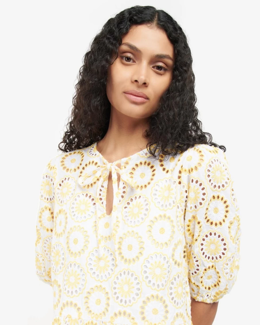 Barbour Edis Dress for Women in White/Sunrise Yellow - Classic Style & Comfort