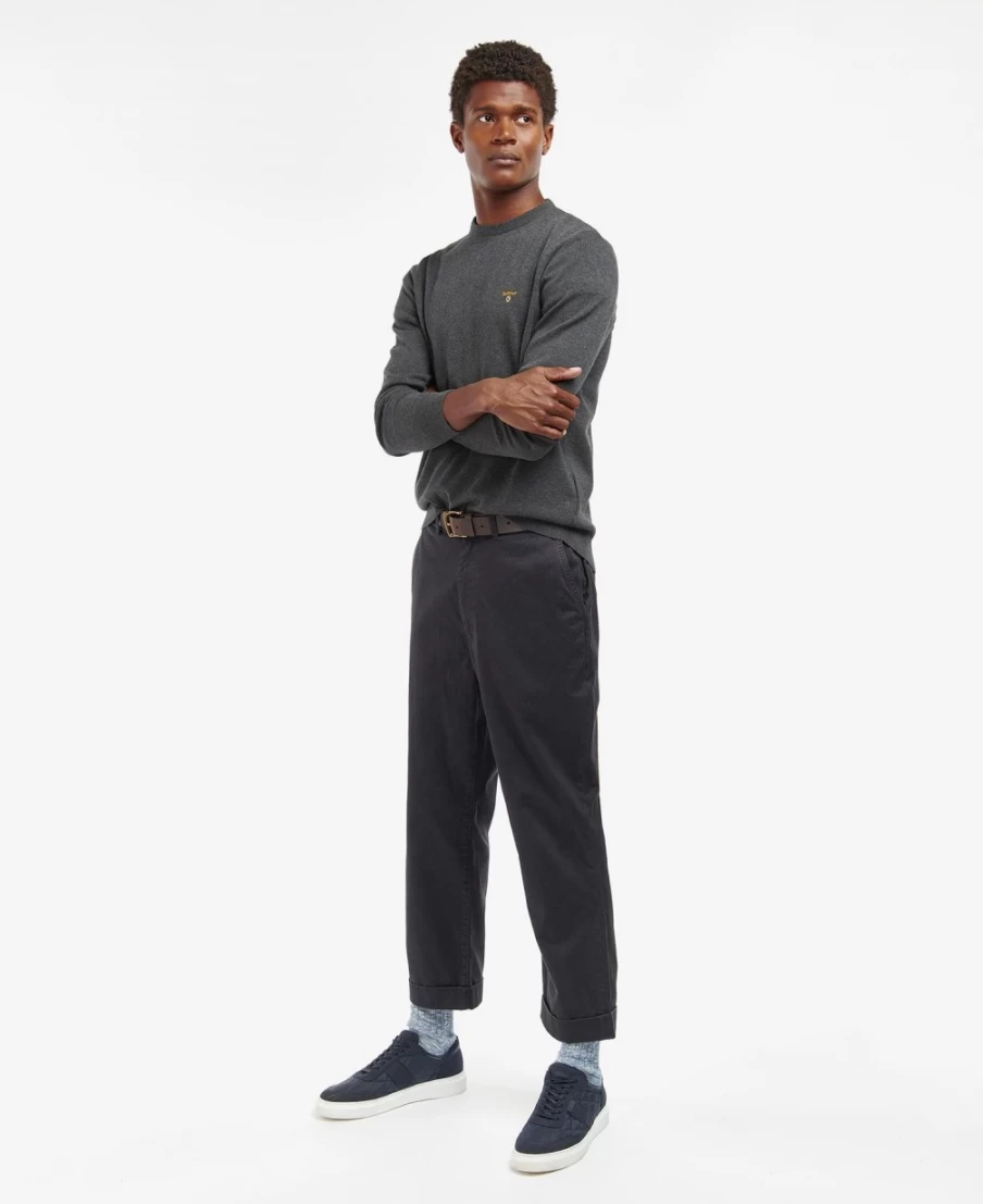 Barbour Men's Navy Organic Cotton Crew Neck Jumper