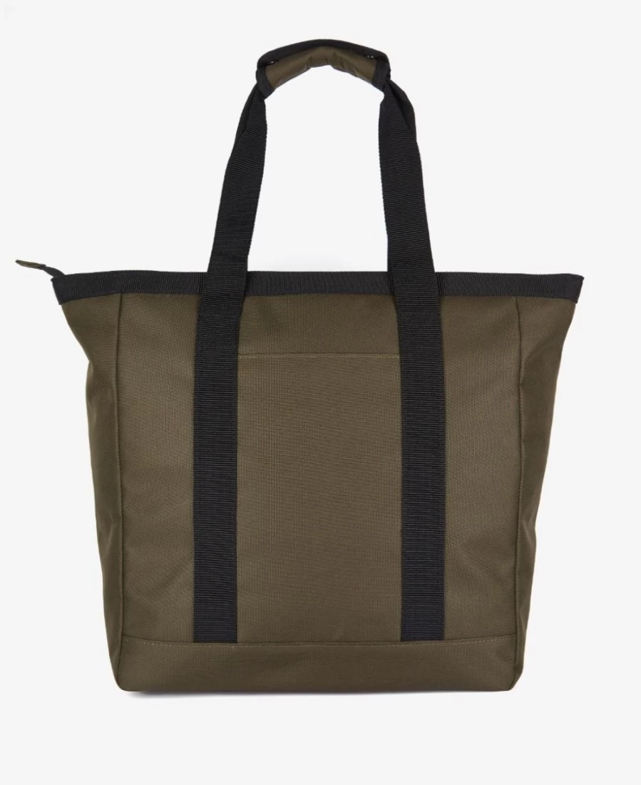 Barbour Men's Arwin Canvas Tote Bag in Olive & Black - Durable Casual Carryall