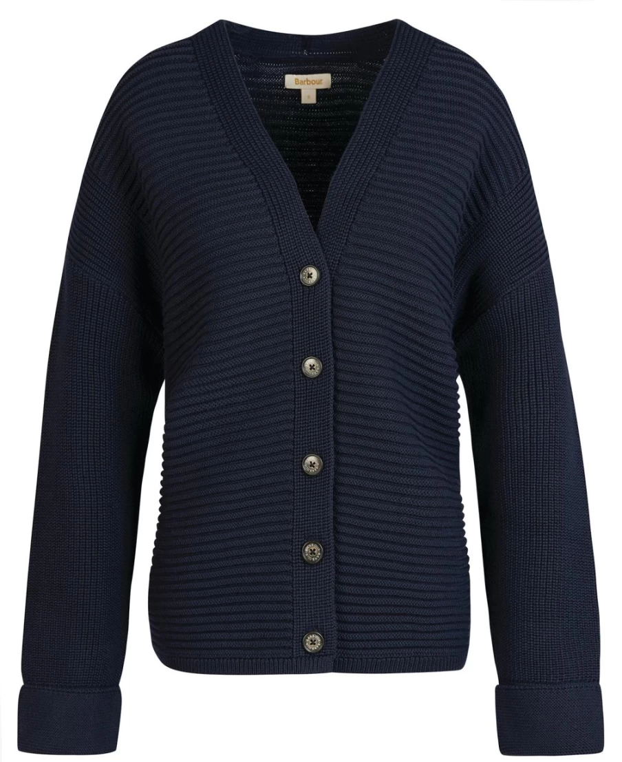 Barbour Women's Navy Stitch Guernsey Button Cardigan Sweater
